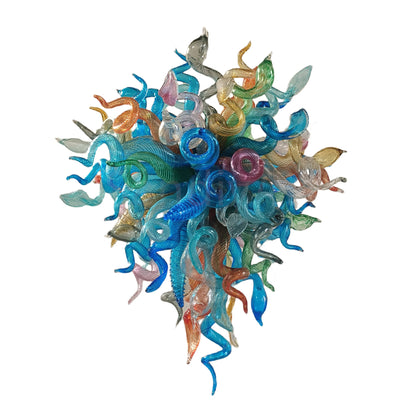 Multicolor blown glass chandelier original color never fading
