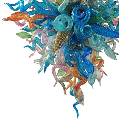 Multicolor blown glass chandelier original color never fading