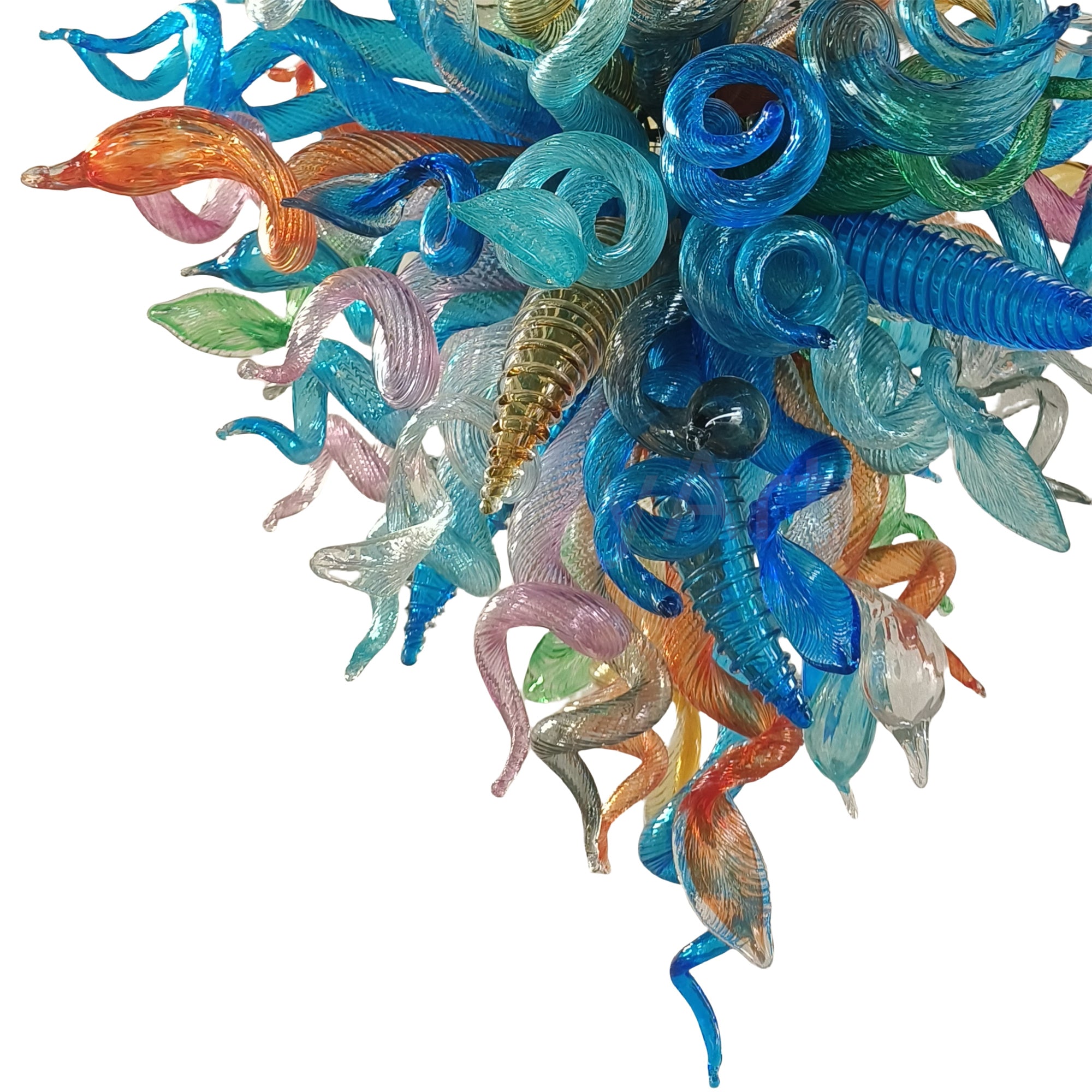 Multicolor blown glass chandelier original color never fading
