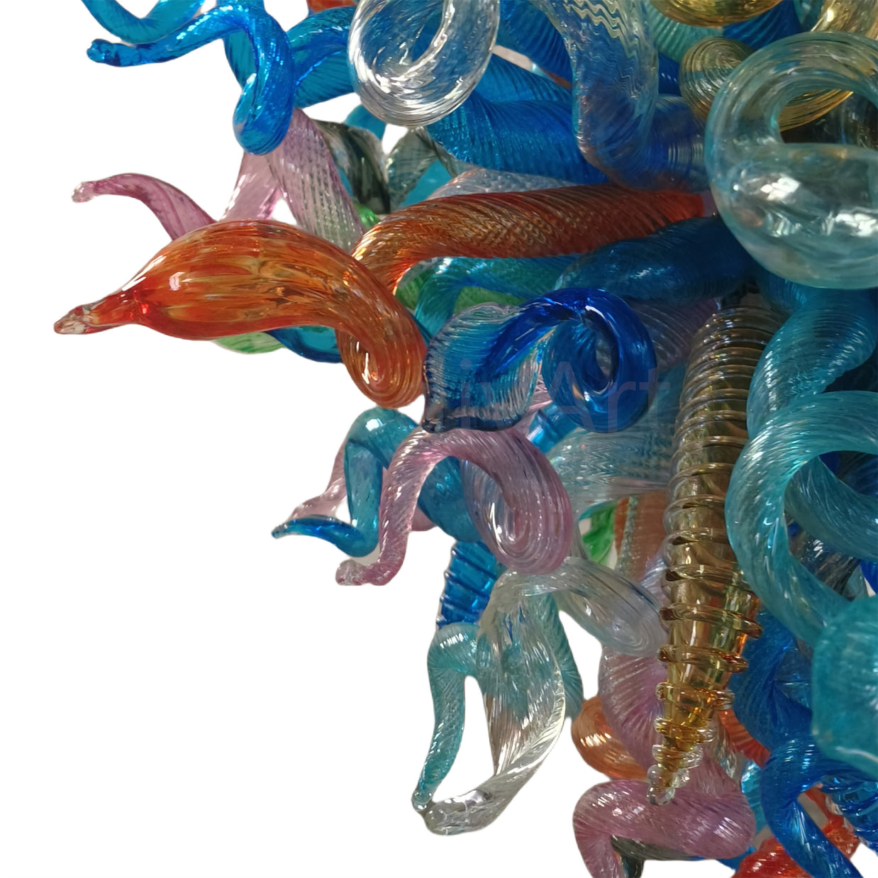 Multicolor blown glass chandelier original color never fading