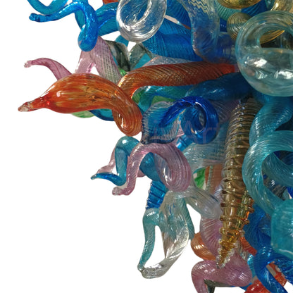 Multicolor blown glass chandelier original color never fading