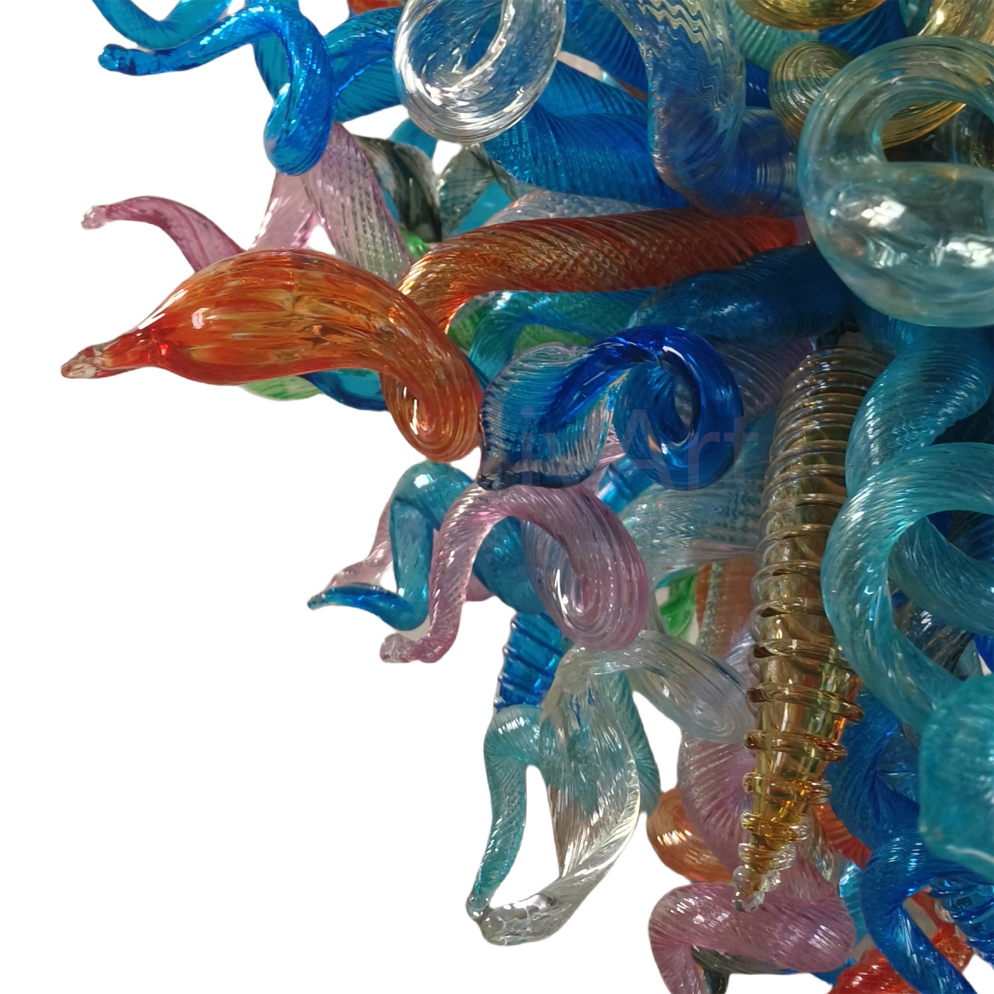 Multicolor blown glass chandelier original color never fading