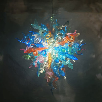 Multicolor blown glass chandelier original color never fading