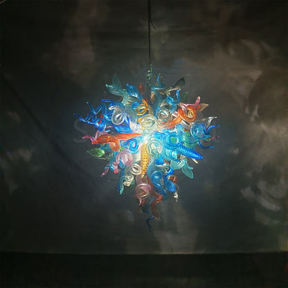 Multicolor blown glass chandelier original color never fading