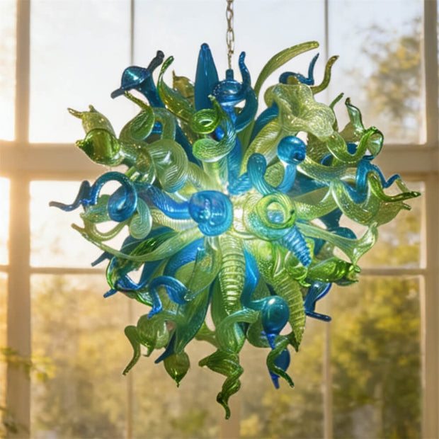 Natural shape and green color blown art glass lighting for home decoration