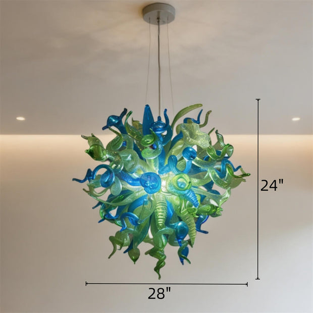 Natural shape and green color blown art glass lighting for home decoration