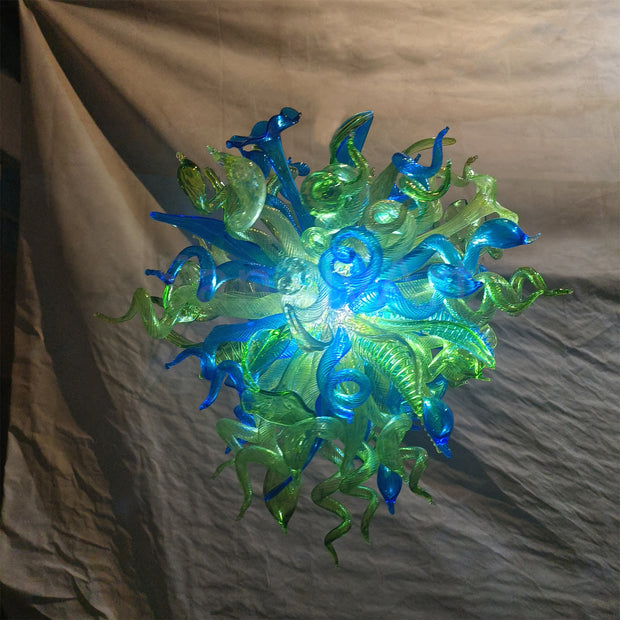 Natural shape and green color blown art glass lighting for home decoration