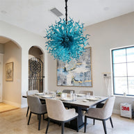 Sea blue color blown art glass chandelier round shape never fading top grade quality