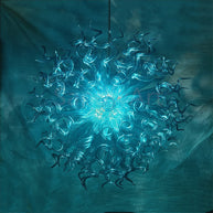 Sea blue color blown art glass chandelier round shape never fading top grade quality