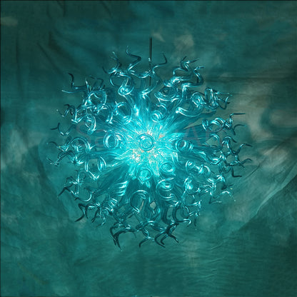 Sea blue color blown art glass chandelier round shape never fading top grade quality
