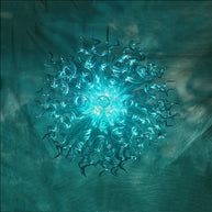 Sea blue color blown art glass chandelier round shape never fading top grade quality