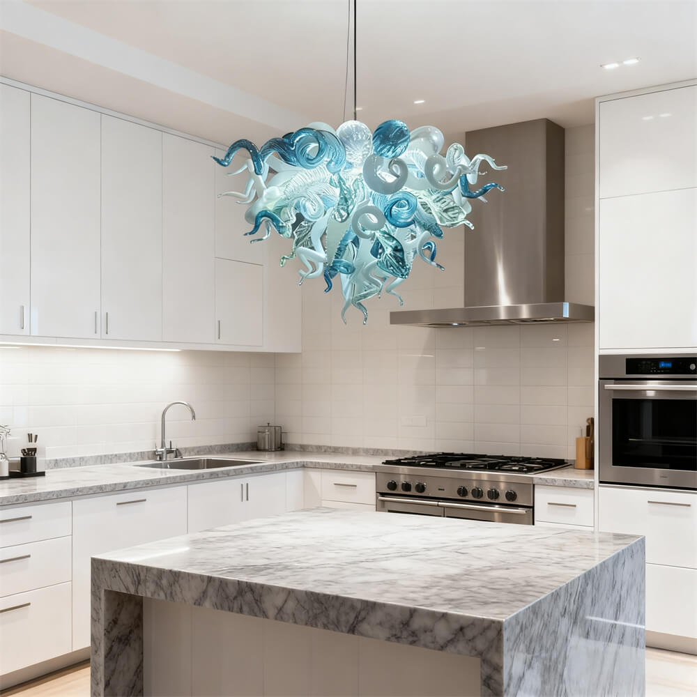 Chihuly style dining room chandelier