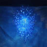 dark blue blown glass pendant chandelier chihuly style