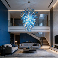 Blue and clear color DIY handmade glass chandelier