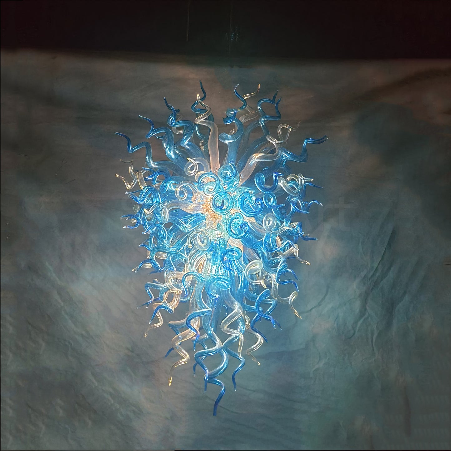 Blue and clear color DIY handmade glass chandelier
