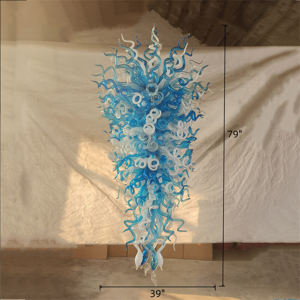 Hotel lobby decoration large blown glass chandelier project