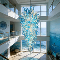 Hotel lobby decoration large blown glass chandelier project