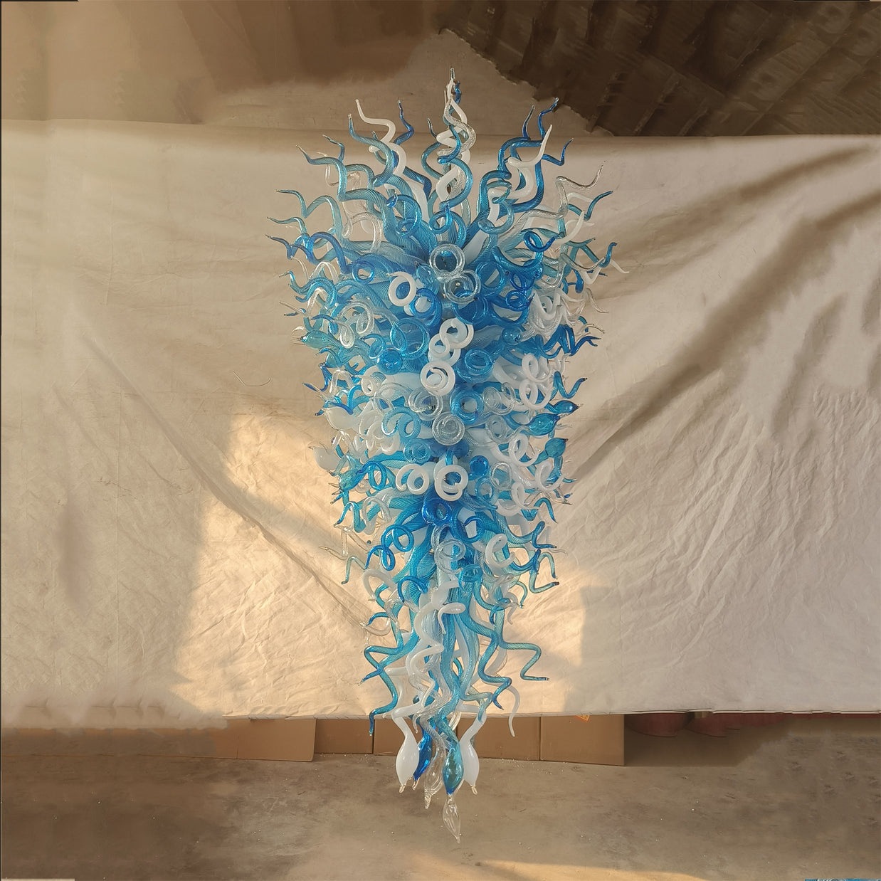 Hotel lobby decoration large blown glass chandelier project