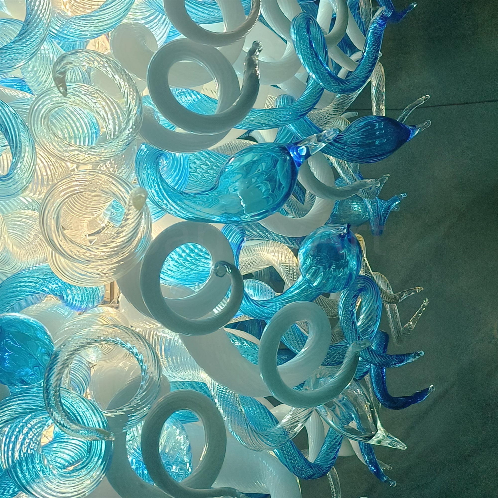 Hotel lobby decoration large blown glass chandelier project