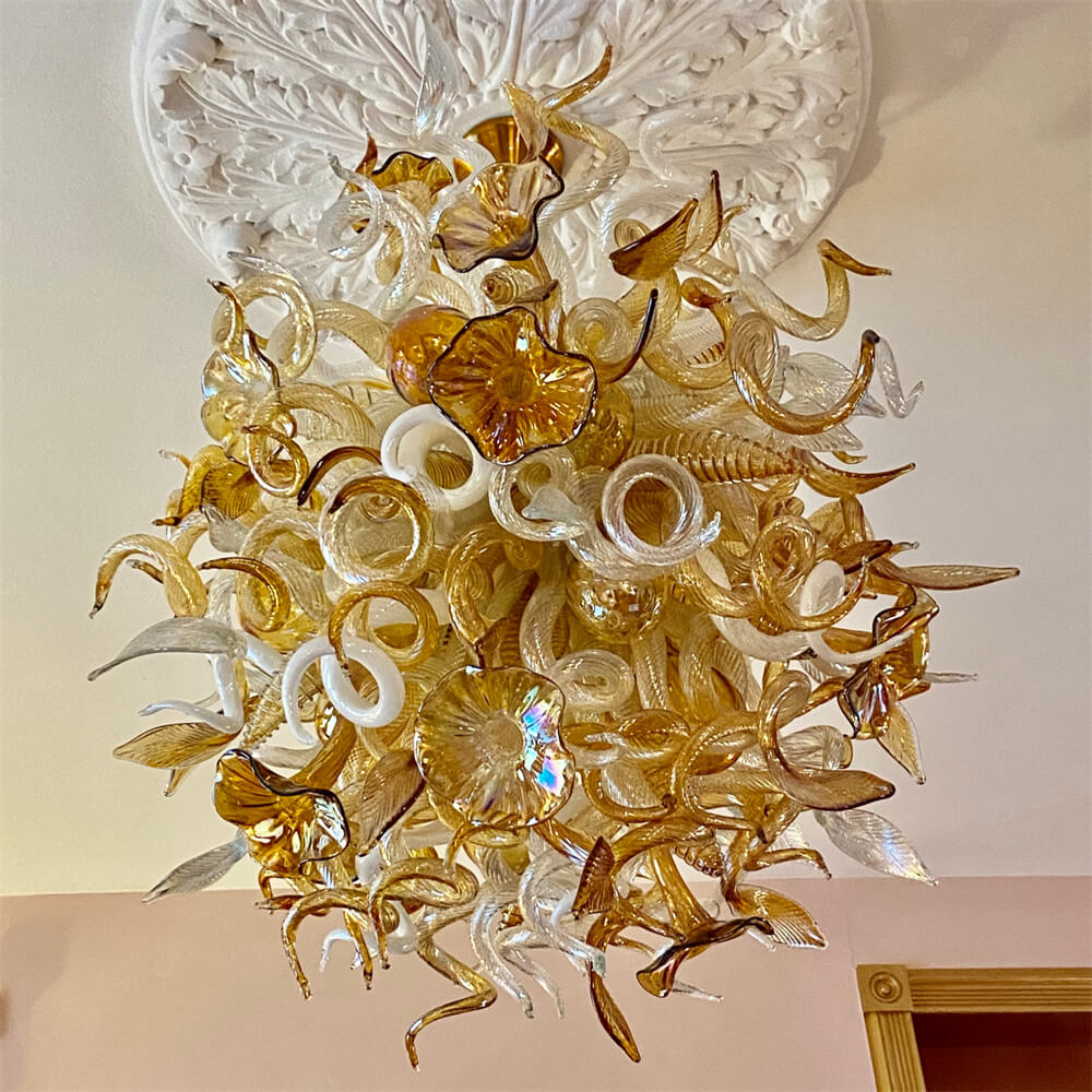 Luxury gold color blown glass chandeliers custom design