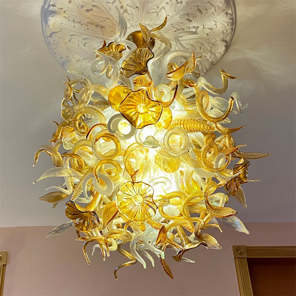 Luxury gold color blown glass chandeliers custom design