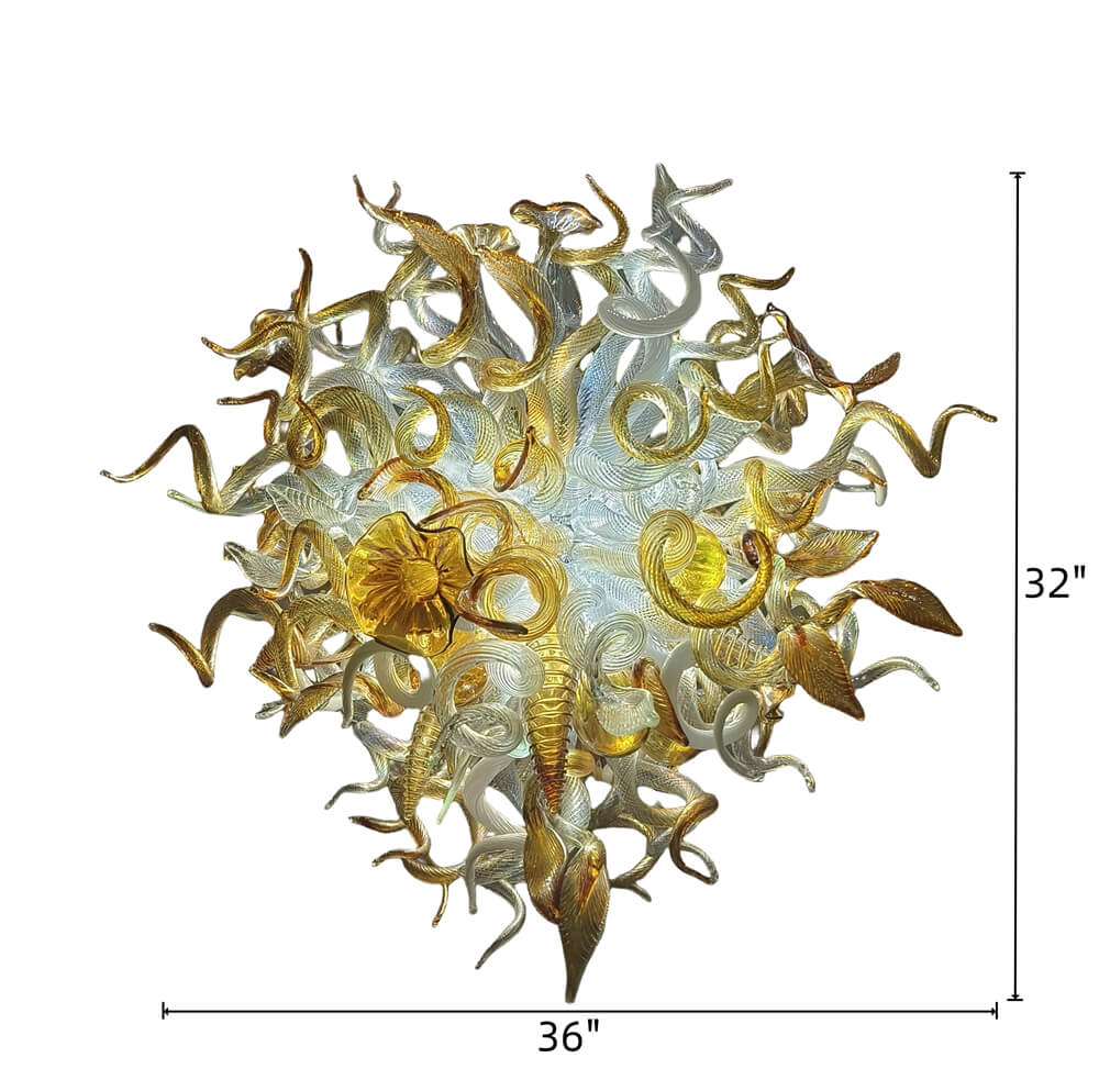 Luxury gold color blown glass chandeliers custom design