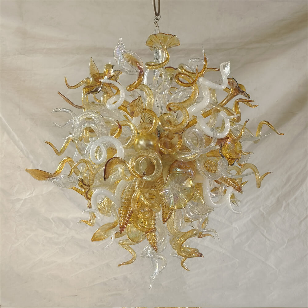 Luxury gold color blown glass chandeliers custom design