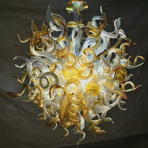 Luxury gold color contemporary blown glass chandeliers