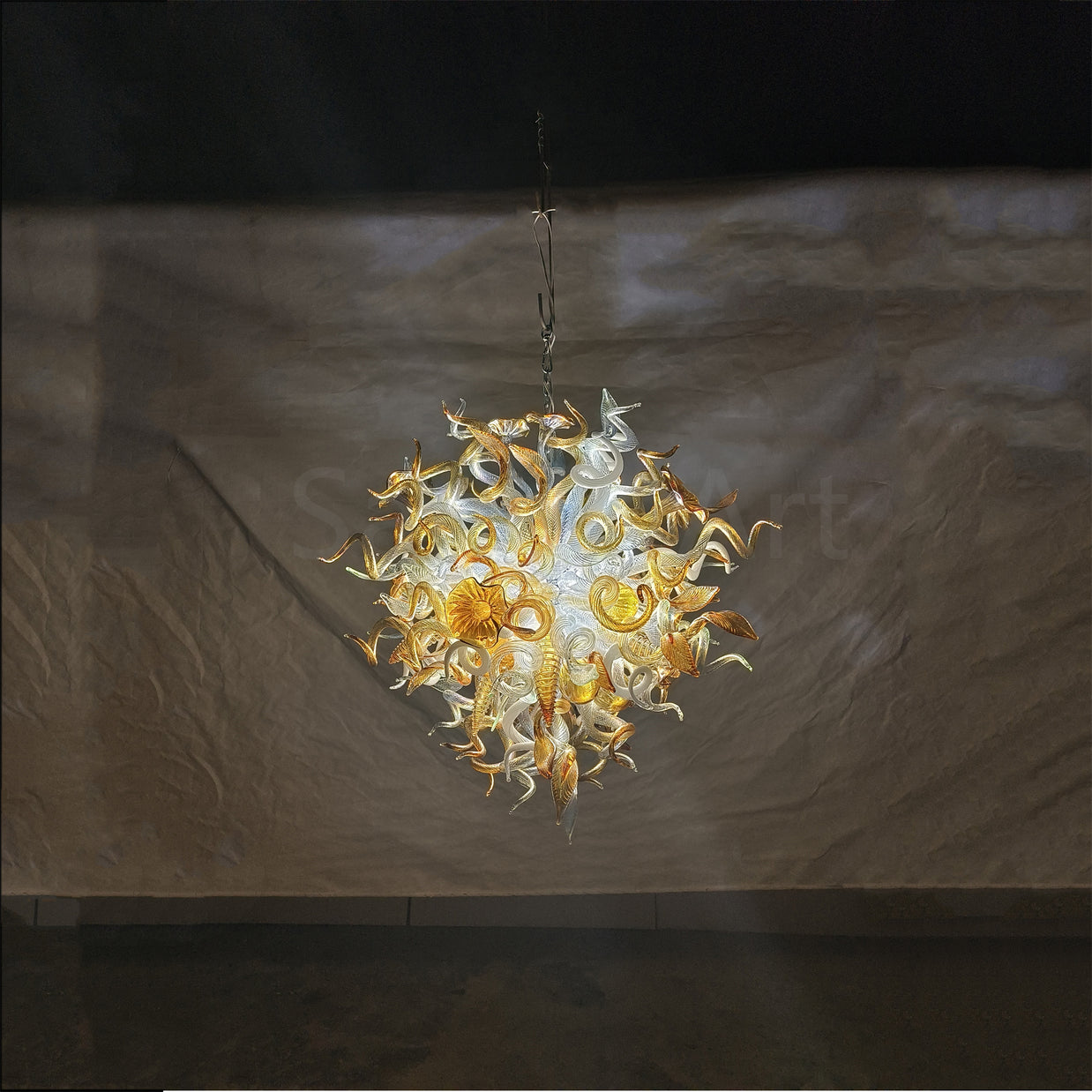 Luxury gold color contemporary blown glass chandeliers
