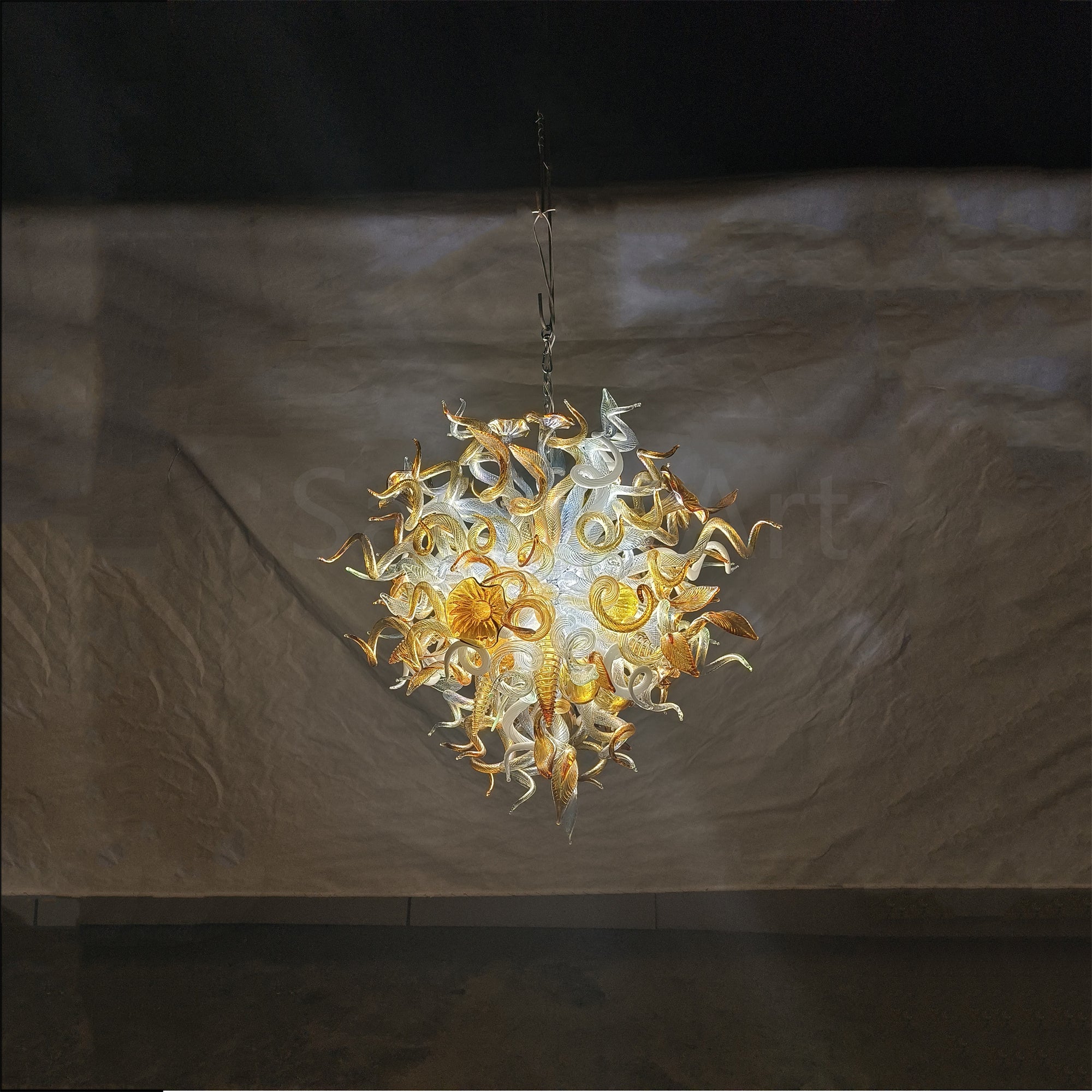 Luxury gold color contemporary blown glass chandeliers