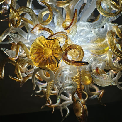 Luxury gold color contemporary blown glass chandeliers