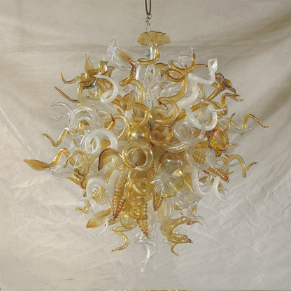 Luxury gold color contemporary blown glass chandeliers