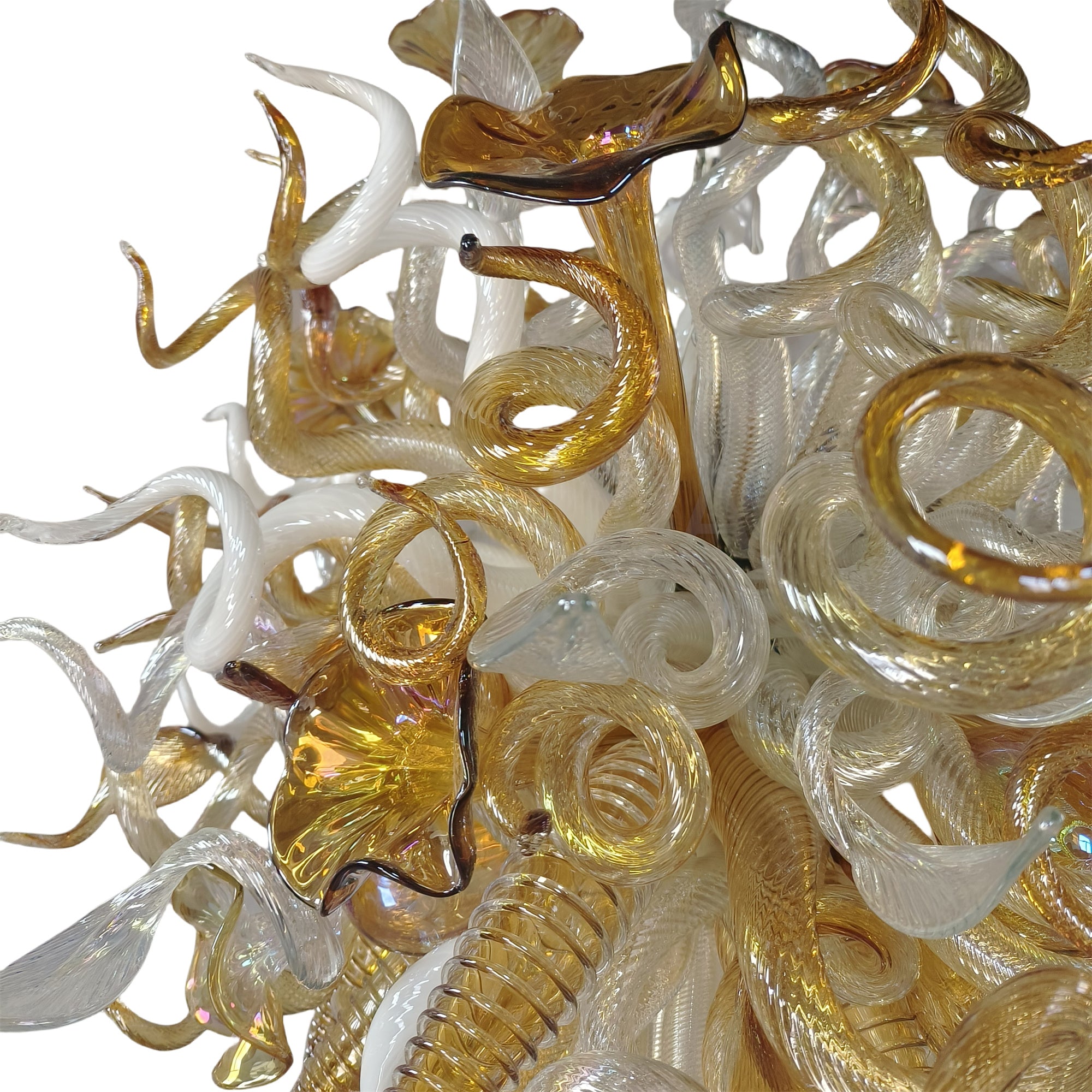 Luxury gold color contemporary blown glass chandeliers