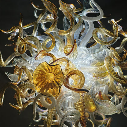 Luxury gold color contemporary blown glass chandeliers