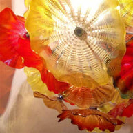 Colorful mouth blown glass lotus leaves chandelier villa decoration