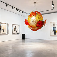 Colorful mouth blown glass lotus leaves chandelier villa decoration