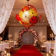 Colorful mouth blown glass lotus leaves chandelier villa decoration