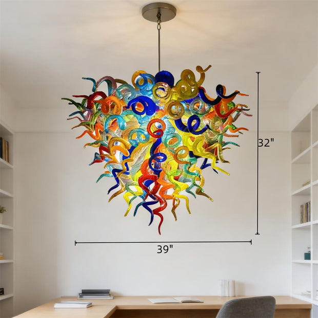 Colorful hand made DIY art glass chandeliers dining room decoration