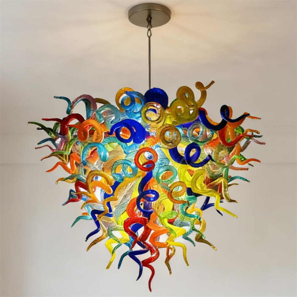 Colorful hand made DIY art glass chandeliers dining room decoration