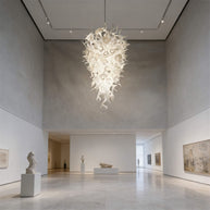 White color mixed flowers and tubes handblown glass chandelier stairway decoration