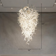 White color mixed flowers and tubes handblown glass chandelier stairway decoration