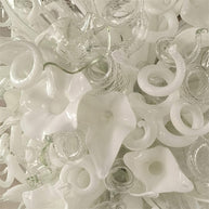 White color mixed flowers and tubes handblown glass chandelier stairway decoration