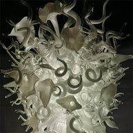 White color mixed flowers and tubes handblown glass chandelier stairway decoration