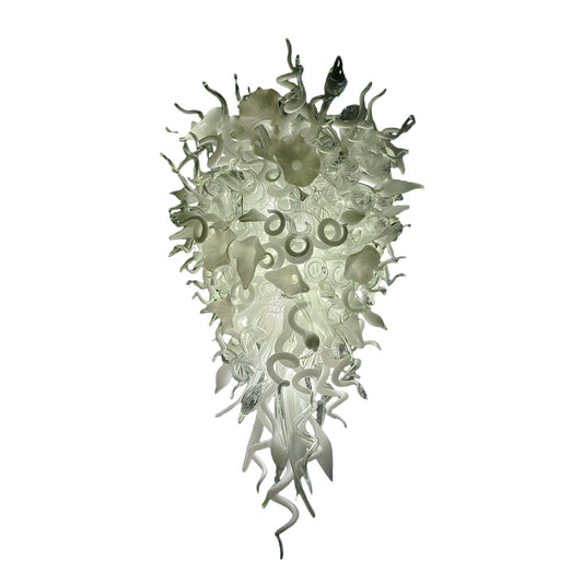 White color mixed flowers and tubes handblown glass chandelier stairway decoration