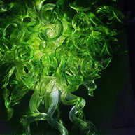 Green color Blown art glass chandelier natural style villa decoration