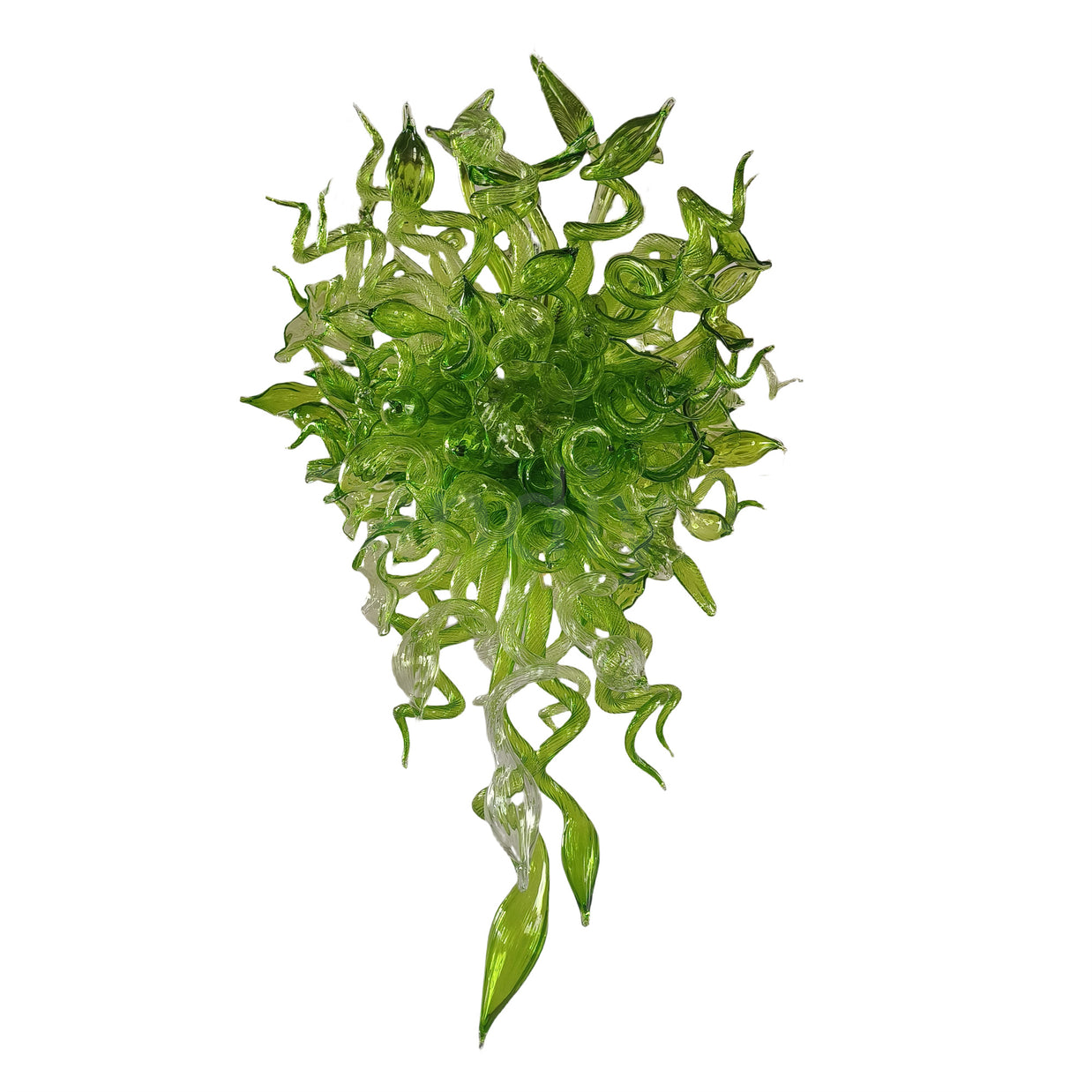 Green color Blown art glass chandelier natural style villa decoration