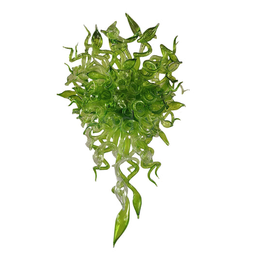 Green color Blown art glass chandelier natural style villa decoration