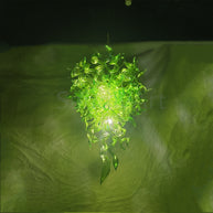 Green color Blown art glass chandelier natural style villa decoration