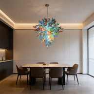 DIY colorful blown glass chandelier artist