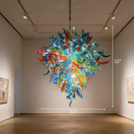 DIY colorful blown glass chandelier artist